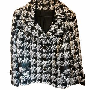 VEX COLLECTION Black White Tweed plaid Blazer Size 44 EU SZ 12